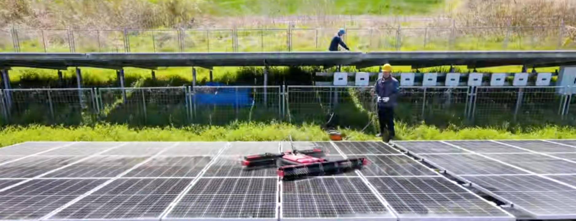 Utility scale solar farm cleaning solution